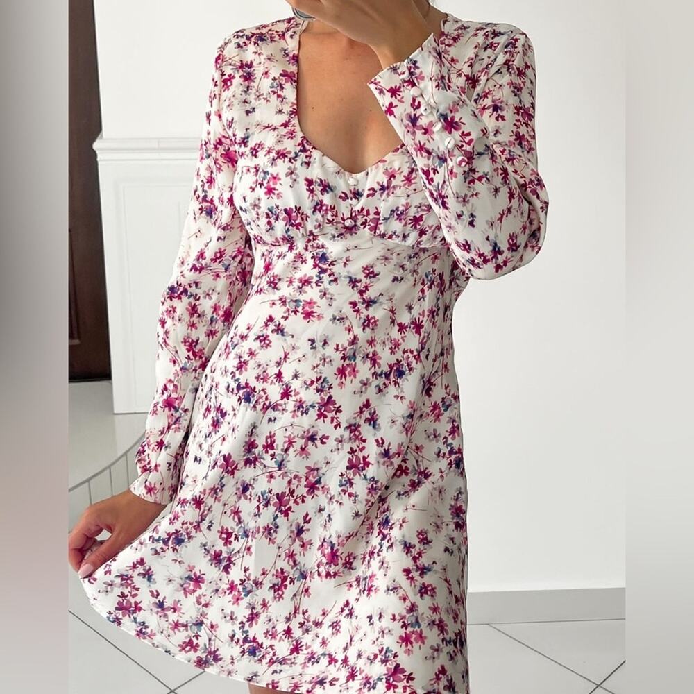 ZARA PRINTED SATIN EFFECT MINI DRESS